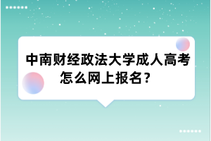 中南财经政法大学成人高考怎么网上报名？