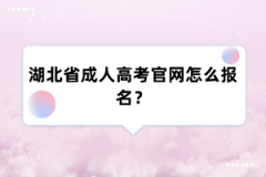 湖北省成人高考官网怎么报名？