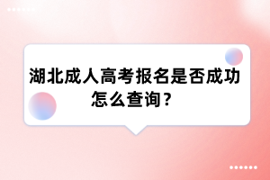 湖北成人高考报名是否成功怎么查询？